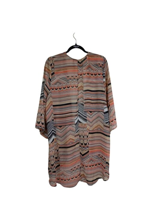 Alex & Olivia Womens Plus Size Open Front Kimono 2X Multicolor Chevron Print - Picture 7 of 8